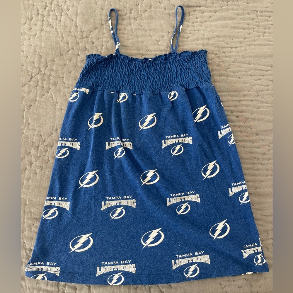 Sara Lynn Togs Tampa Bay Lightning Blue Dress Smocked Spaghetti Strap 4T Cotton